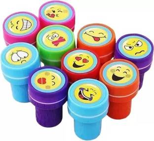 Rockjon Smiley design for kids set of 10 stamp return gifts for kids- Multi color Stamp
