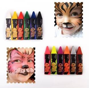 KRAFTMASTERS 6 Colors Non-toxic Face Body Paint Color Crayon Make Up Fancy Party Art Kit