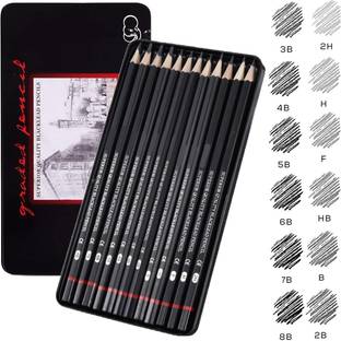 Soucolor 12 Pcs Artist Sketch Pencil Set For Artist Drawing Sketching Pencil Set