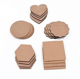 Alvika - The Gift Shop MDF Plain Wooden Coasters in Mixed Shapes, Set of 20