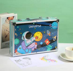 JR Enterprises Art Kit New Theme 145 Pieces | Art Painting Box for Kids & Adults (Space - Blue)