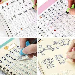 Number Tracing Book For Preschoolers With Pen, Magic Calligraphy Copybook Set Practical Reusable Writing Tool Simple Hand Lettering