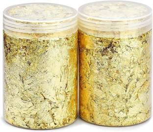 ask vark wala 2 Bottles Gold Foil Flakes Gilding Gold Flakes Gold Leaf Flakes Imitation Foil