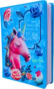 Neel Leather Material Diary for Kids Notebook Soft Cute Designer Diary for Girl B5 Notebook Return Gift Set for Kids Diary Unicorn Diary for Kids Gift Both Side Ruled 160 Pages