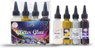 ARTIGGLE Glitter Glue Non-Toxic for Art and Craft Decoration 4 shades 40ML | Sparkle Glue