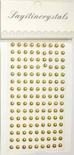 शिवाय Self Adhesive Golden Coloured Stone Beads For Decoration Project Work Etc.