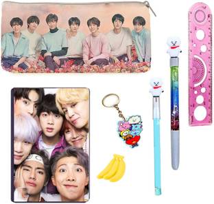 Neel BT21 Collection School Stationery Gift Set for Kids-Diary/Pouch/Pen/Pencil/Ruler