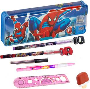 Neel 6Pcs Avenger Theme Stationery Gift Set for Kids Geometry Box/Pencil/Scale/Eraser