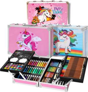 PEACORA Deluxe Art Kit Supplies Portable Great Gift Set 145Pcs Unicorn Gift for Painting