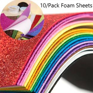 BRAND HOME A4 Size Glitter Sparkles Foam Pack of 10 Sheets Multicolor
