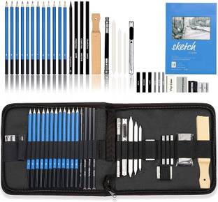 Corslet 35 Piece Sketch Pencil Drawing Kit Sketching Pencils Set Portable With Cary Case