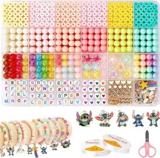 SAKIN Clay Beads for Jewellery Making Kit Kids Girls Macaron Color Pastel Pearl Round