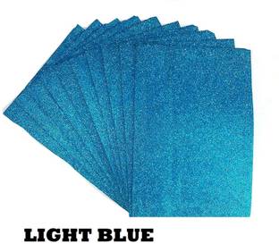 SKYGOLD PREMIUM QUALITY A4 SIZE GLITTER SHEETS FOR ART & CRAFT PACK OF 10 (LIGHTBLUE)