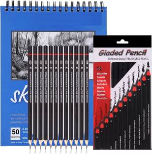 Corslet 12 Pc Drawing Sketch Pencil Sketching Pencil Set with A5 Sketch Book 50 Sheet