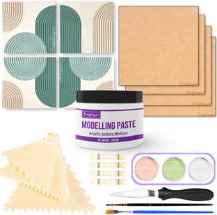 Craftinger Texture Art Kit - 8" Square MDF Bases (Set of 4), DIY Textured Art