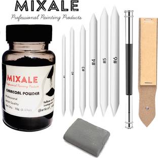 mixale Drawing Charcoal Powder With Blending Stumps & Extender or Sketching Tools