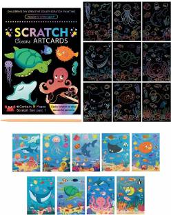 Happy Hues Ocean DIY Magic Scratch Art for Kids, 9 Sheets Double Sided Cute Design