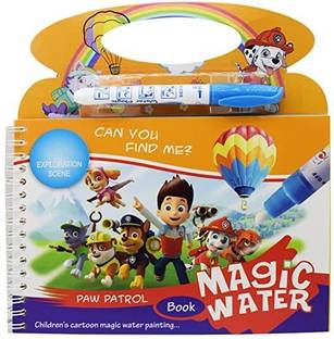 PW PENCILWALA Magic Water Coloring Book, Magic Water Drawing Book Reusable Water-Reveal