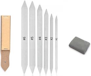 Prescent 8Pcs Set Paper Blending Stump Set with Sand Paper and Kneadable Art Eraser