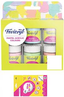 Fevicryl Multi Surface Pastel Acrylic Colours Kit 6 Shades X 15Ml With Glue Drops