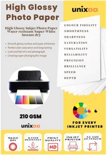 UNIXAA 210 GSM High Glossy Inkjet A3 Photo Paper For Inkjet Printer (50 Paper Sheet)