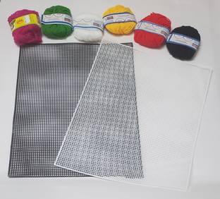 ShopTalk canvas sheet 1 black 1 white with ( pack of 6 woolen )