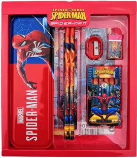 Qurbat Spiderman Stationary Kit for kids/boys/girls/ birthday gift set, Pencil box set Geometry Box