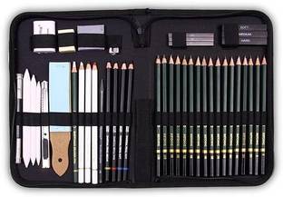 Bluedeal 42 Pcs Sketching and Drawing Professional Art Tool Kit with Zippered Carry Case.