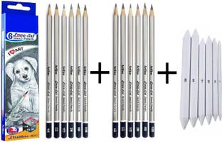 Craftacious Artline 6pc Love-Art Sketch/Drawing Pencil(Pack of 2) + 6Pc Paper Blending Stump