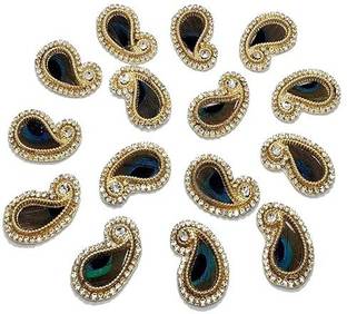 Nutts Handmade Embroidery Gota Patti Paisley Shape Booti Peacock Feather (50 Pc)