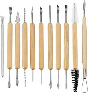Pehrovin Set of 11 Wooden Clay Tools For Pottery, Soap/plaster/clay sculpting, carving,