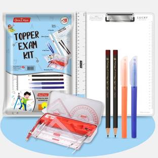 Soni Officemate Topper Exam Kit-Exam Board | 30 cm Scale | 2 Pencils | 2 Pens | Geometry Box