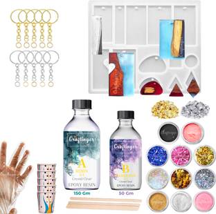 Craftinger Resin Art Keychain kit With 200 Gm Resin & Mould And More