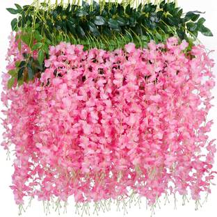 well art gallery Pink, Green Westeria Artificial Flower