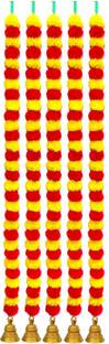 iHandikart Handmade Decorative Fluffy Artifical Garland, Used for Home/Office Decoration Multicolor Marigold Artificial Flower