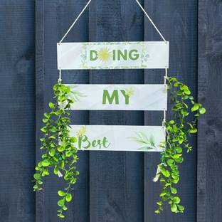 Akaar Akaar Decor's Range of Quotational Wall Hangings with Artificial Flowers (DMB) Green Eucalyptus Artificial Flower