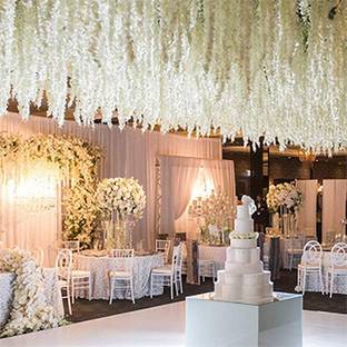 well art gallery Wisteria Hanging Garland Silk Long Hanging Flower Home Party Wedding Decor White White Westeria Artificial Flower