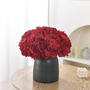 HomeXO Red Hydrangea Artificial Flower
