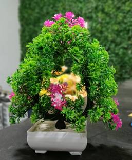 ANJALYASHVIRGO Artificial Plants with pot for Decoration Multicolor Ballmum Artificial Flower  with Pot