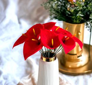 Litleo Stick for Home, Office, Living Room, Wedding Decoration Without Vase/Pot Red Anthurium Artificial Flower