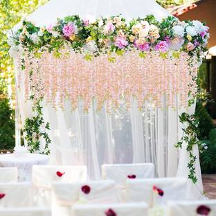 well art gallery Pink, White Westeria Artificial Flower