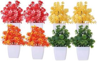 KanRaj Artificial Flower Plant With Pot pack of 8 HD9 Multicolor Wild Flower Artificial Flower  with Pot
