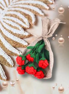 Loophoop Crochet Flower Red Rose Bouquet Red Rose Artificial Flower