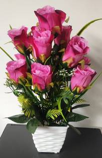 BAARIG Beautiful Imported Pink Rose Artificial Flower  with Pot