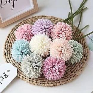 Satyam Kraft 5 Pcs Artificial Chrysanthemum Ball Hydrangea Flower for Home Decor,Valentine Multicolor Chrysanthemum Artificial Flower