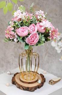 Satyam Kraft 2 pcs Artificial Multiflora Roses for Home, vase Decoration and Craft Pink Rose Artificial Flower