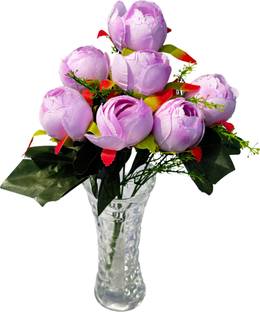 ISHANIE Artificial Peony Rose Flower with out Vase Purple Peony Artificial Flower