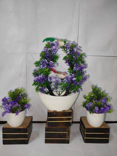 Jaymaa Collection 3 Blue, Blue Wild Flower Artificial Flower  with Pot