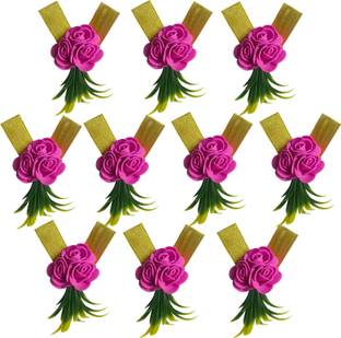 Akp Set of 10 Decorative Artificial Gift Flower Hamper for gifting items Pink Rose Artificial Flower