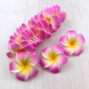 SHIVAMKRAFT 12 Pcs Artificial Pink Fake Foam Hawaii Frangipani Beach Floating Flowers Pink Frangipani Artificial Flower